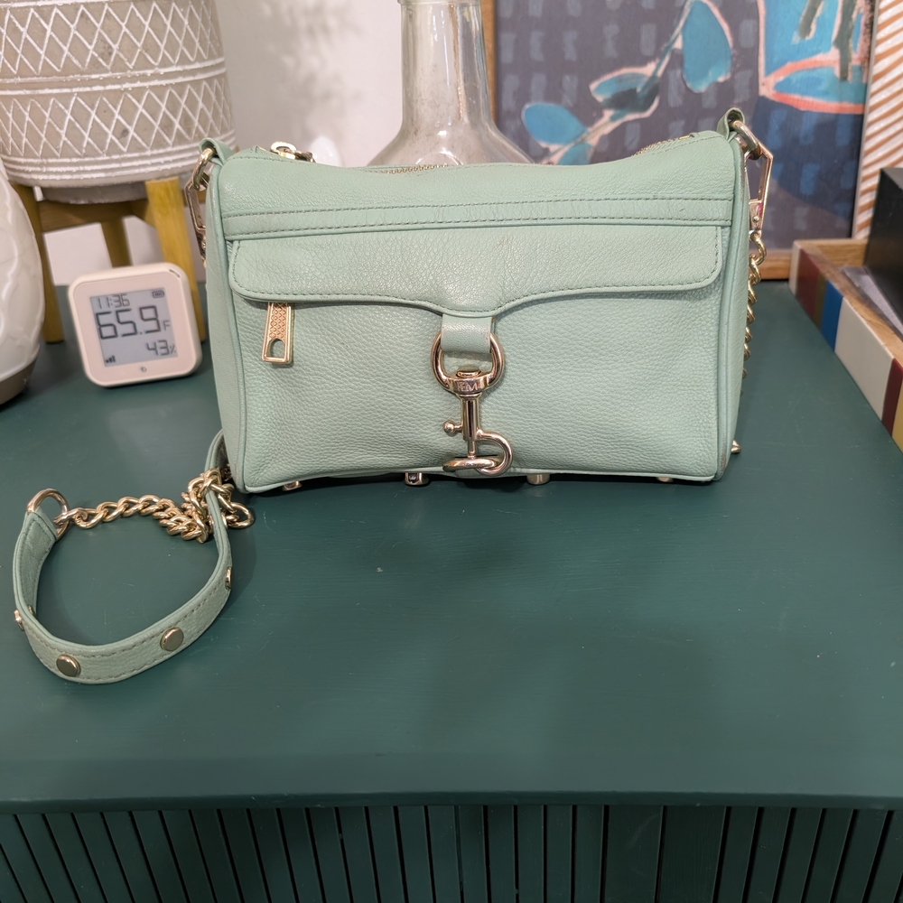 Rebecca Minkoff Light Green Shoulder Bag with Gold Accents